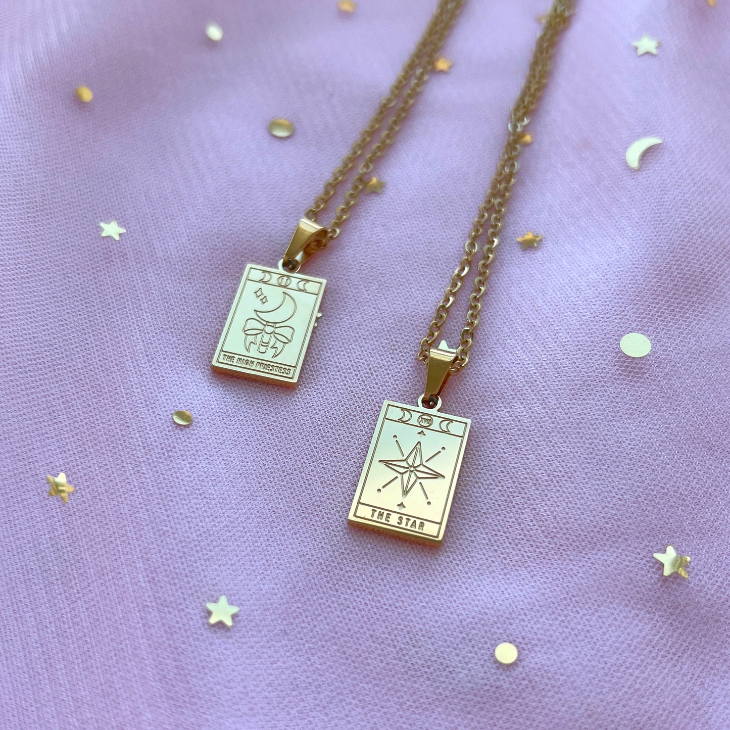 The High Priestess & The Star Tarot Necklace