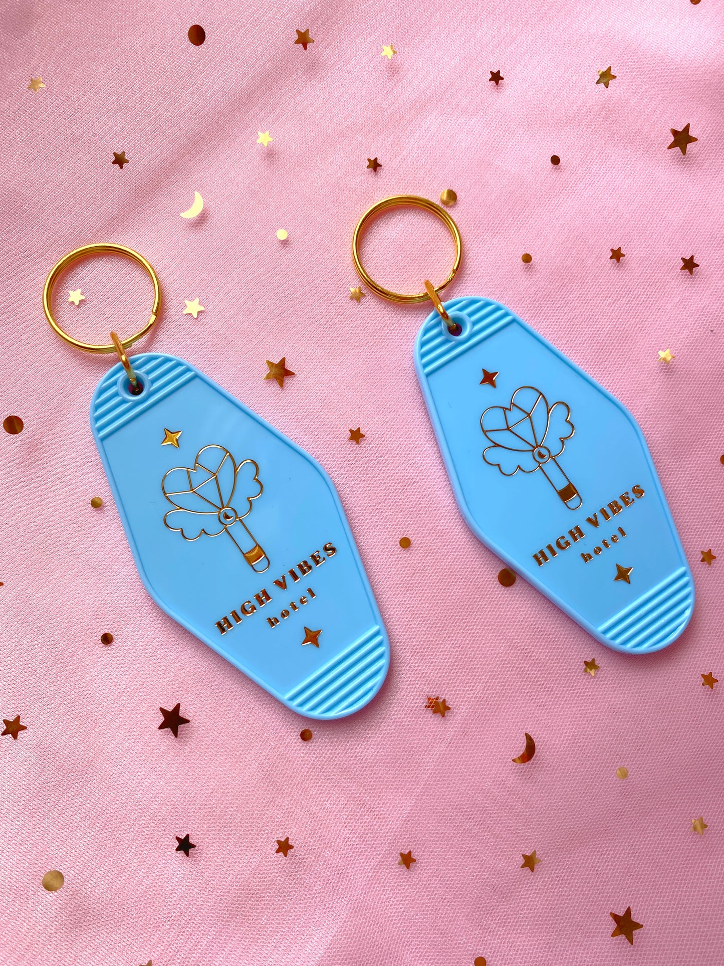 High Vibes Retro Hotel Keychain