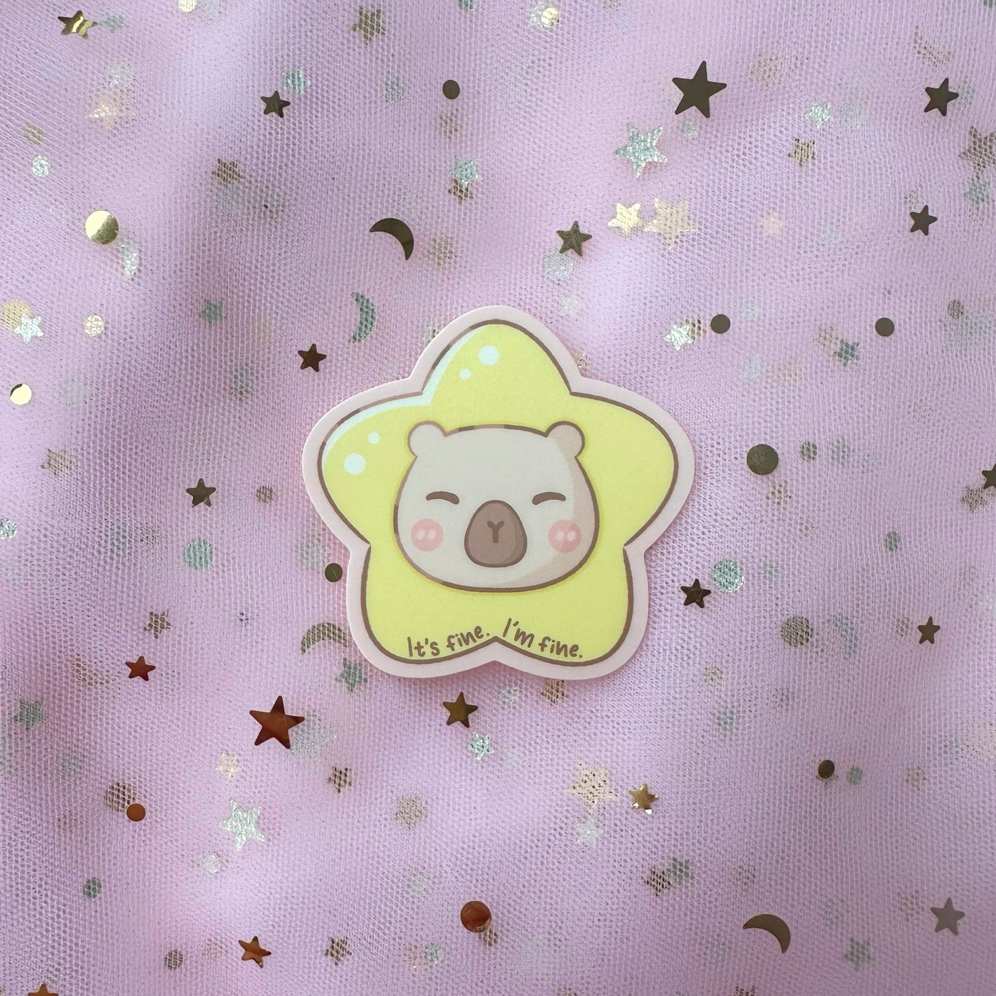 It's Fine, I'm Fine Capybara Sticker
