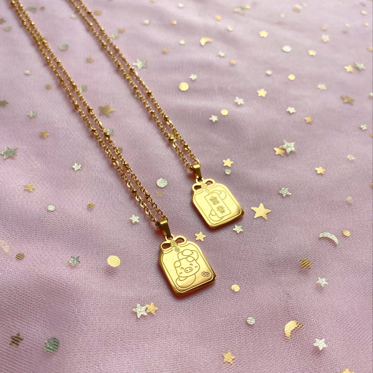 Lucky Pig Omamori Zodiac Necklace