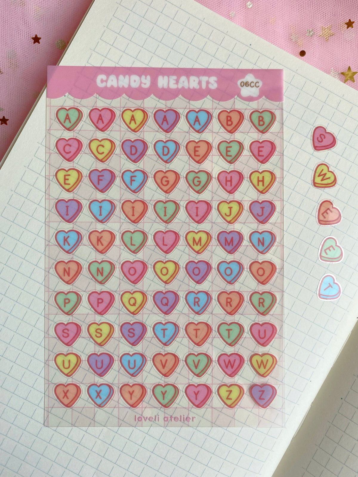 Candy Hearts Alphabet Stickers