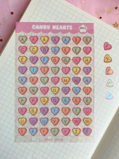 Candy Hearts Alphabet Stickers