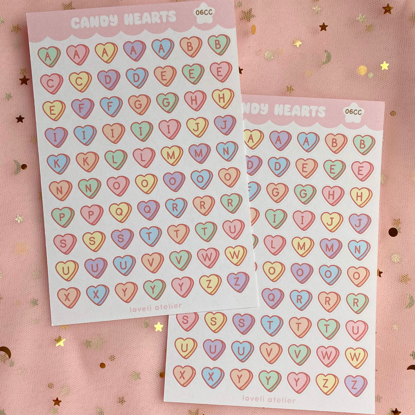 Candy Hearts Alphabet Stickers