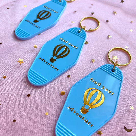 Find Your Adventure Retro Hotel Keychain