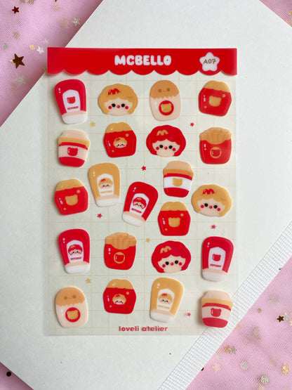 McBello Fast Food Borderless Stickers
