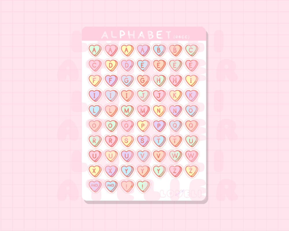 Candy Hearts Alphabet Stickers