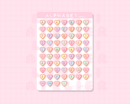 Candy Hearts Alphabet Stickers