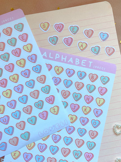 Candy Hearts Alphabet Stickers